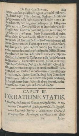 Caput III. De Ratione Status