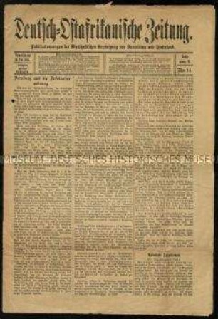 Deutsch-Ostafrikanische Zeitung 11 (1909),14 vom 20. Februar 1909