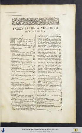 Index rerum & verborum memorabilium.