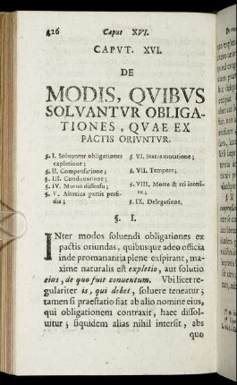 Caput XVI. De Modis, Quibus Solvantur Obligationes, Quae Ex Pactis Oriuntur.