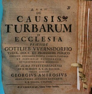 De Causis Turbarum In Ecclesia