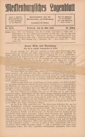 Nr. 21/22. Rostock, den 30. Mai 1920.