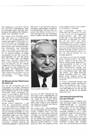 Alt-Bürgermeister Weichmann 80 Jahre alt