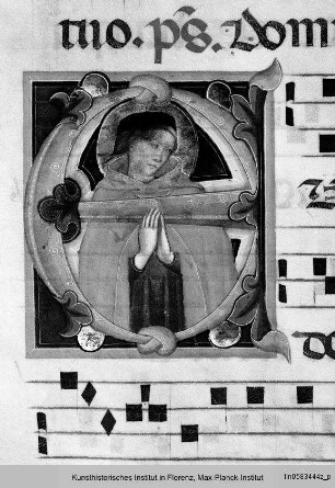 Antiphonar H/1 : Initiale E mit einem Mönchsheiligen