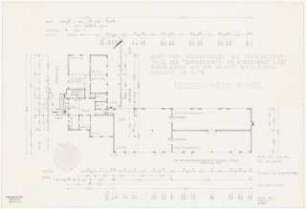 Büro- und Wohngebäude mit Fabrikationshalle der Transatlantic K.G. H. Bernhardt u. CO., Berlin-Rudow, auf dem Gelände Berlin-Rudow, Kanalstraße 76, 78: Erdgeschoss 1:100