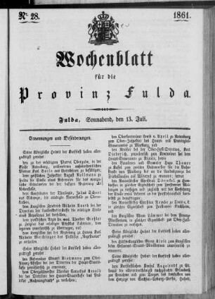 Nr. 28, Ausgabe vom 13. Juli 1861