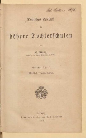 Theil 4, [Schülerband]: Mittelstufe: Zweiter Cursus