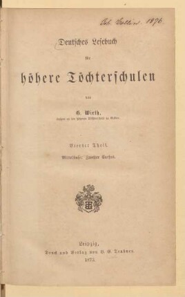 Theil 4, [Schülerband]: Mittelstufe: Zweiter Cursus
