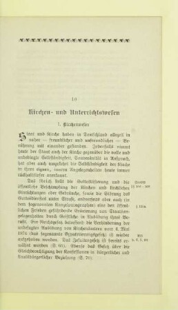 10 Kirchen- und Unterrichtswesen