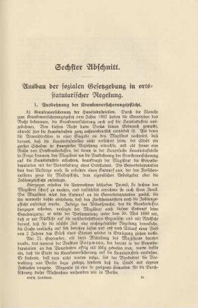 Sechster Abschnitt. Ausbau der sozialen Gesetzgebung in ortsstatutarischer Regelung