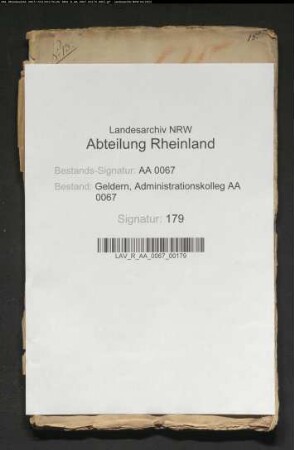 Pachtanschlag und Etat der königlichen Domänen des aufgehobenen Karthäuserklosters zu Roermond nebst Revisionsprotokoll und Belegen