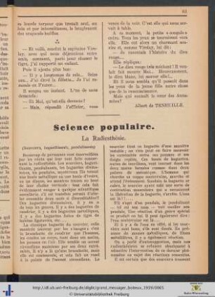 Science populaire. La Radiesthésie.