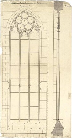 Schmidt, Heinrich von; Kaiserslautern; Marienkirche - Langhausfenster (Aufriss, Schnitt)