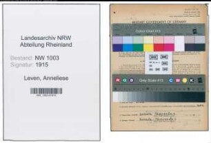 Entnazifizierung Anneliese Leven , geb. 02.08.1919 (Fuersorgerin)