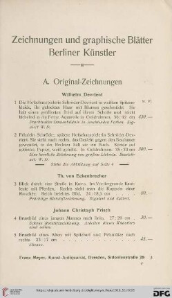 Zeichnungen und graphische Blätter Berliner Künstler