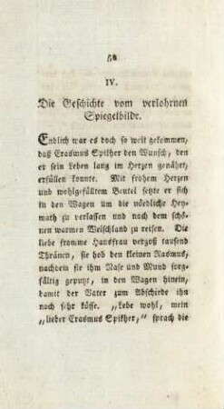 IV. Die Geschichte vom verlohrnen Spiegelbilde
