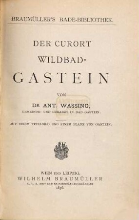 Der Curort Wildbad-Gastein : Mit 1 Titelbild, u. 1 Plane von Gastein