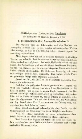 Beiträge zur Biologie der Insekten