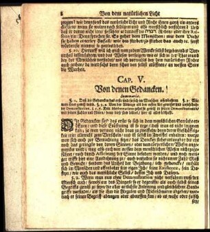 Cap. V. Von denen Gedancken.