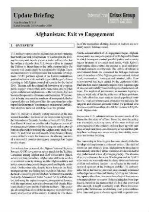 Afghanistan : exit vs engagement