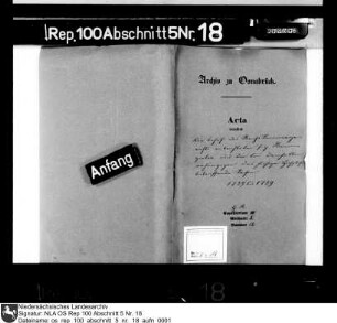 Entrichtung von Kammerzielen für das Reichskammergericht und das Hochstifts Osnabrück betreffende dort anhängige Sachen
