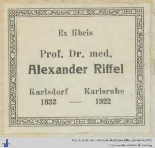 [Provenienz]: Riffel, Alexander