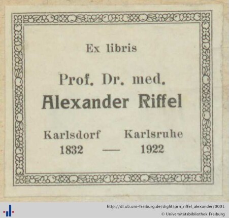 [Provenienz]: Riffel, Alexander