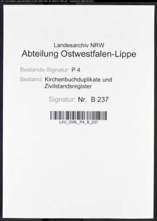 Heiratsbelege zum Zivilstandsregister von Unna (H 1811)