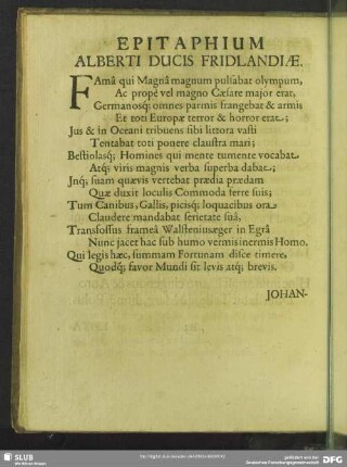 Epitaphium Alberti Ducis Fridlandiae