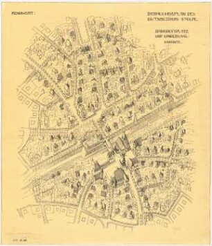 Bebauungspläne für den Gutsbezirk Stolpe, Berlin-Frohnau: Bahnhofsplatz und Umgebung (Variante), perspektivische Ansicht (Vogelschau)