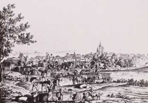 Freiberg, Stadtansicht : Freiberg, Ansicht gegen Morgen. Stich, Anfang 19. Jh. Dresden: Kupferstich-Kabinett