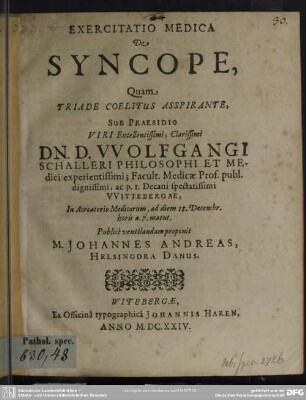 Exercitatio Medica De Syncope