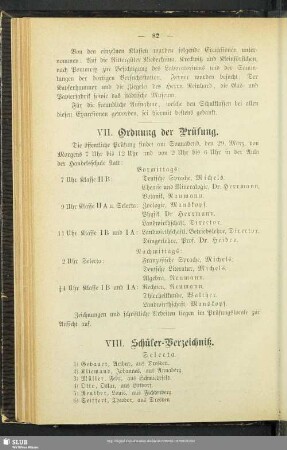 VII. Ordnung der Prüfung