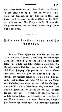 Reise von Konstantinopel nach Costamboul.