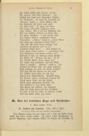 B. Aus der deutschen Sage und Geschichte