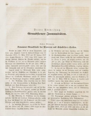 Dritte Abtheilung. Grundsteuer-Immunitäten