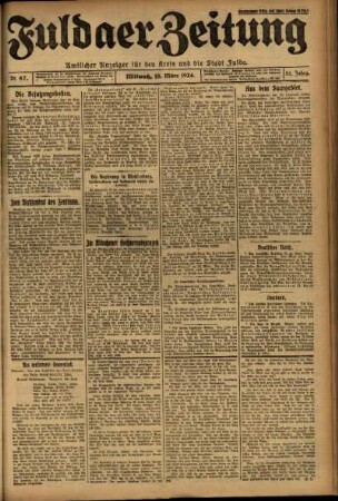 Erste Ausgabe vom Mittwoch, den 19. März 1924.