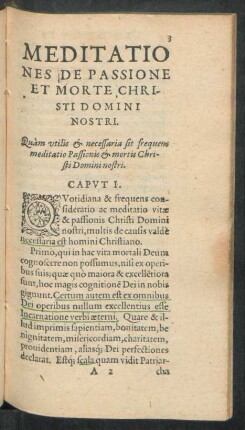 Meditationes De Passione Et Morte Christi Domini Nostri.