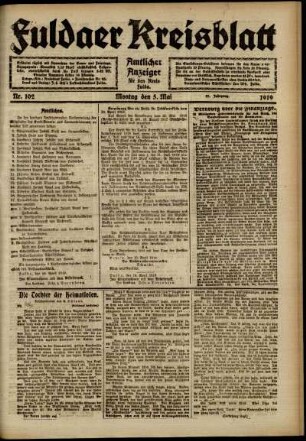 Ausgabe vom Montag, den 05. Mai 1919.