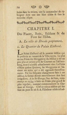 Chapitre I. Des Places, Rues, Edifices & du Pont sur l'Elbe