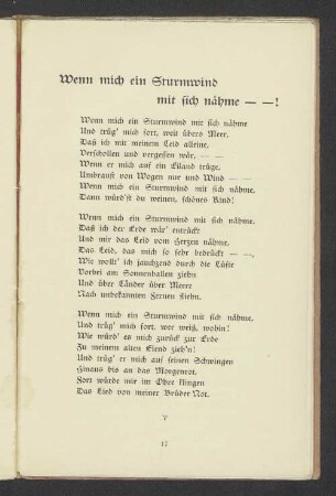 Wenn mich ein Sturmwind mit sich nähme - -!