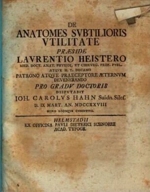 De anatomes subtilioris utilitate
