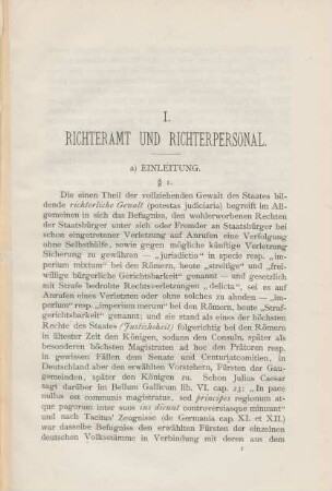 I. Richteramt und Richterpersonal.