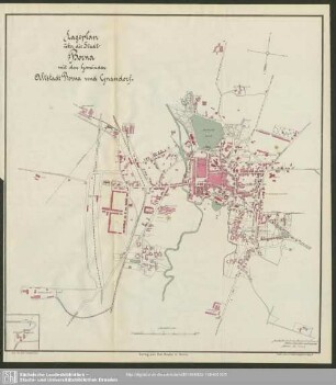 Karte : Lageplan über die Stadt Borna mit den Gemeinden Altstadt Borna und Gnandorf