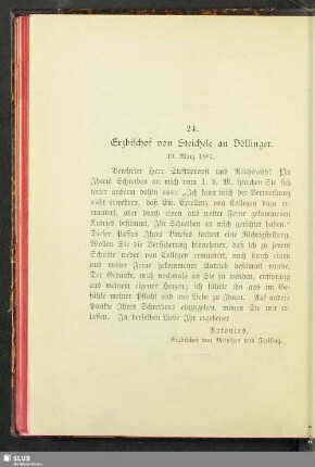 24. Erzbischof von Steichele an Döllinger : 19. März 1887