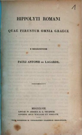 Hippolyti Romani quae feruntur omnia graece