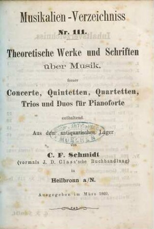 Catalog. 111. 1869