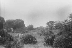 Große Festung von Kilwa Kisiwani : Landschaft mit Festung und Expeditionsmitgliedern.