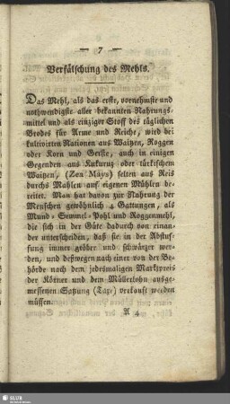 Verfälschung des Mehls