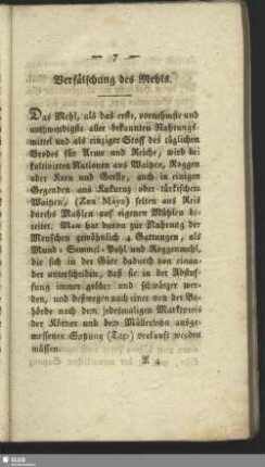 Verfälschung des Mehls